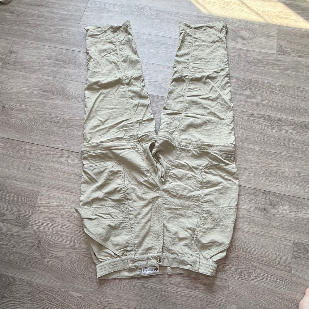 vtg Columbia GRT Mens Khaki Convertible Zip Off Cargo Hiking Pants campingTan M